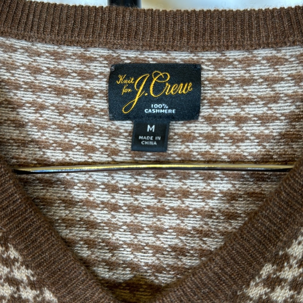 New JCrew Cashmere vneck sweater in houndstooth - Picture 4 of 5